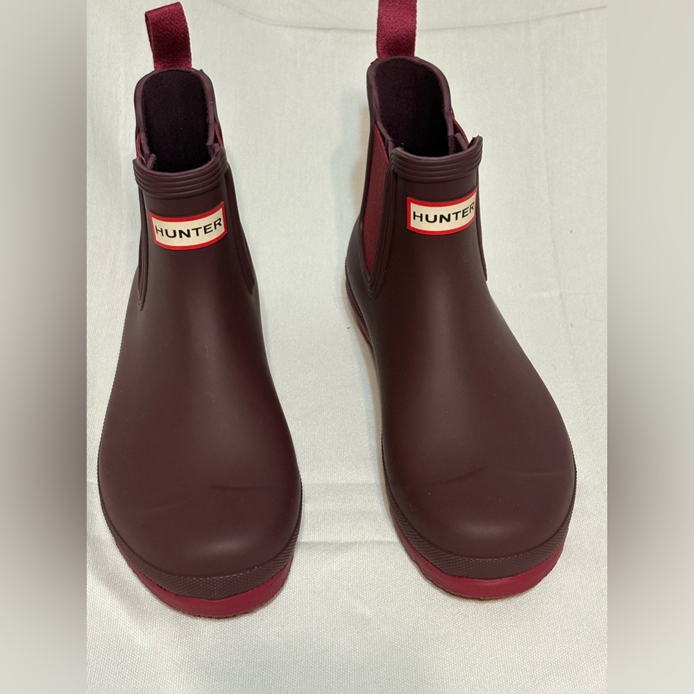 Hunter Burgundy Ankle Rain Boots brand new